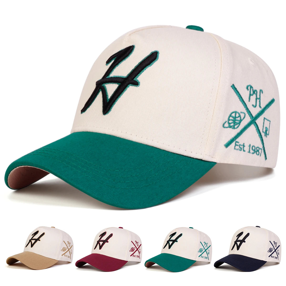 Unisex H Letter Embroidered Baseball Cap – Adjustable Hat