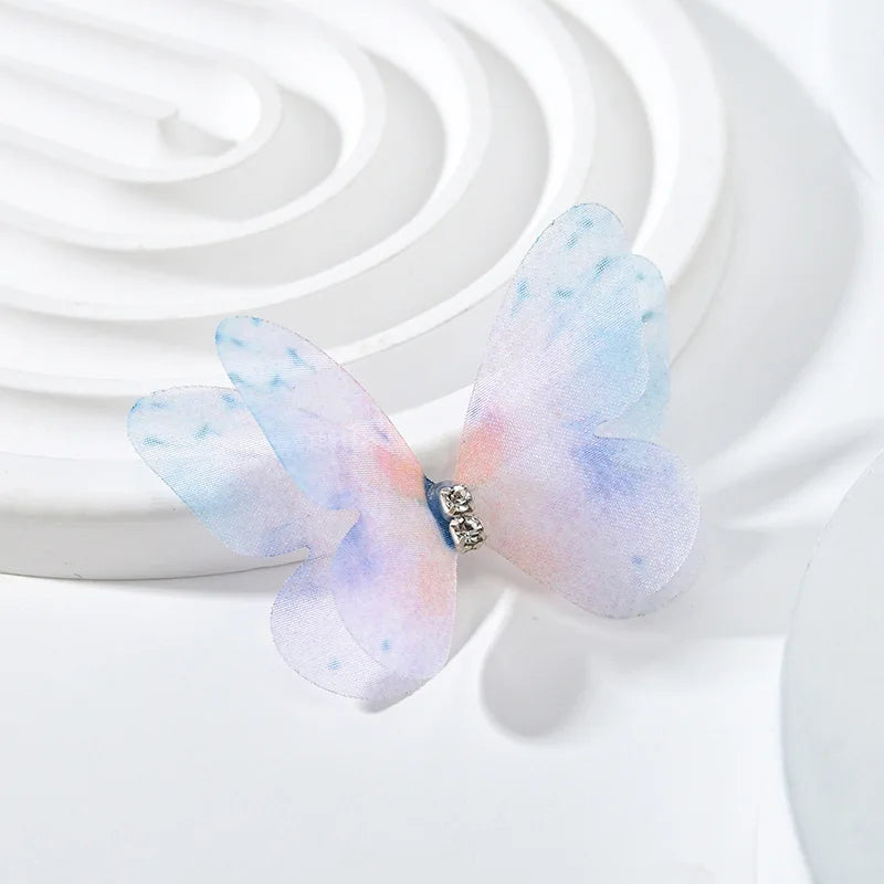 20pcs Double Sweet Butterfly Appliqued 3D Simulation Mesh Dreamy Bouquet Patch