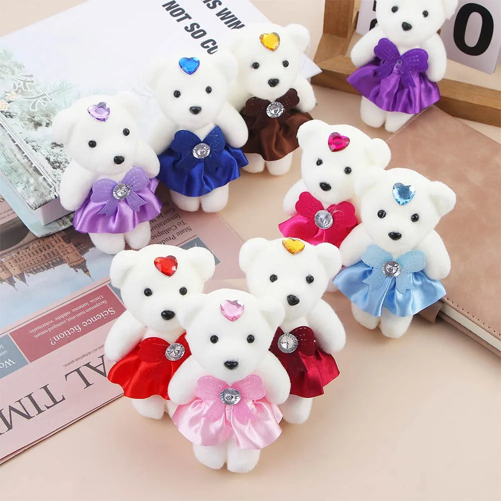 10 PCS Cute Cartoon Small Teddy Bear Birthday Flower Bouquet Bear Couple Bear Wedding Valentine's Day Decoration