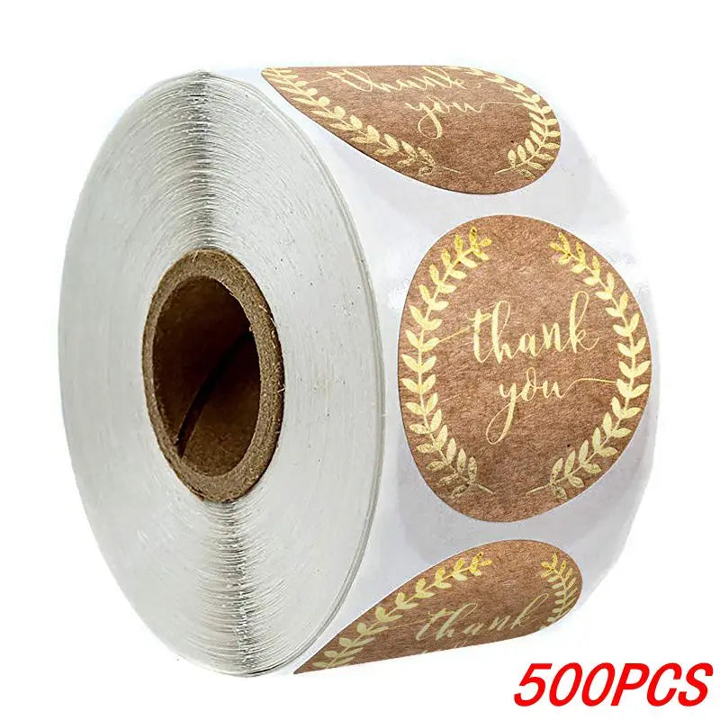 100-500pcs 1inch Vintage Kraft Paper Handmade With Love Stickers for Package Thank You Stationery