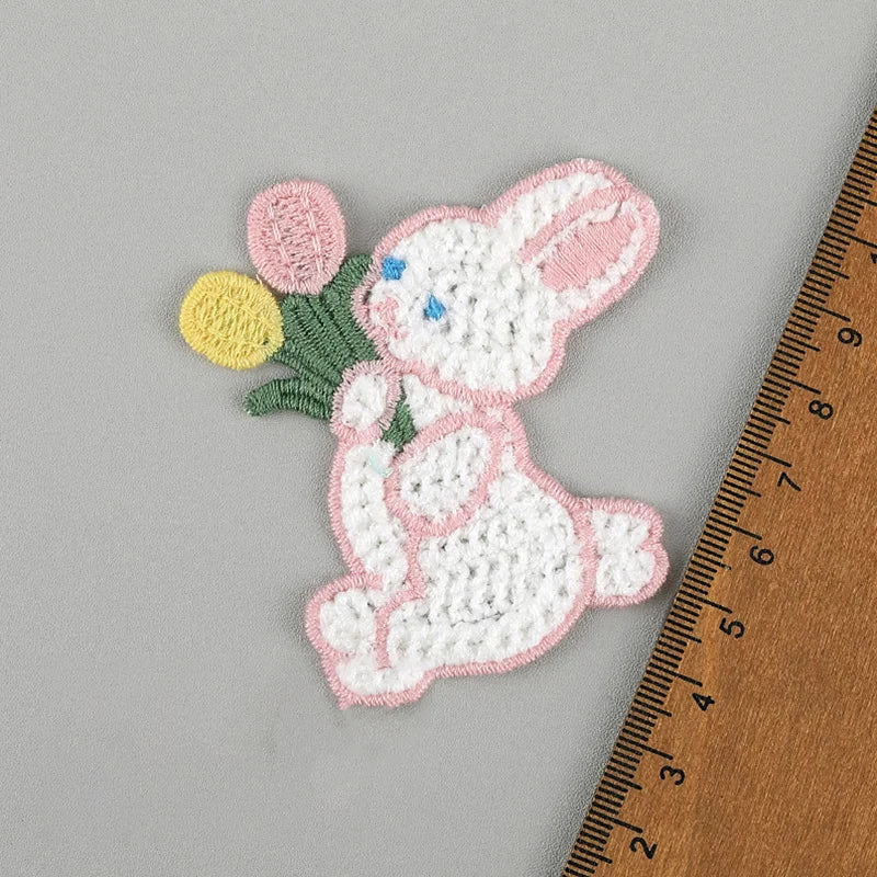 5pc Cartoon Little Rabbit Bear Love Cloth Sticker DIY Phone Case Decoration Cloth Patch