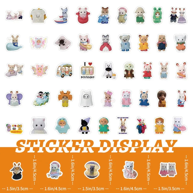 103pcs cartoon Sylvanian Families Cute Creative Decorative Stickers