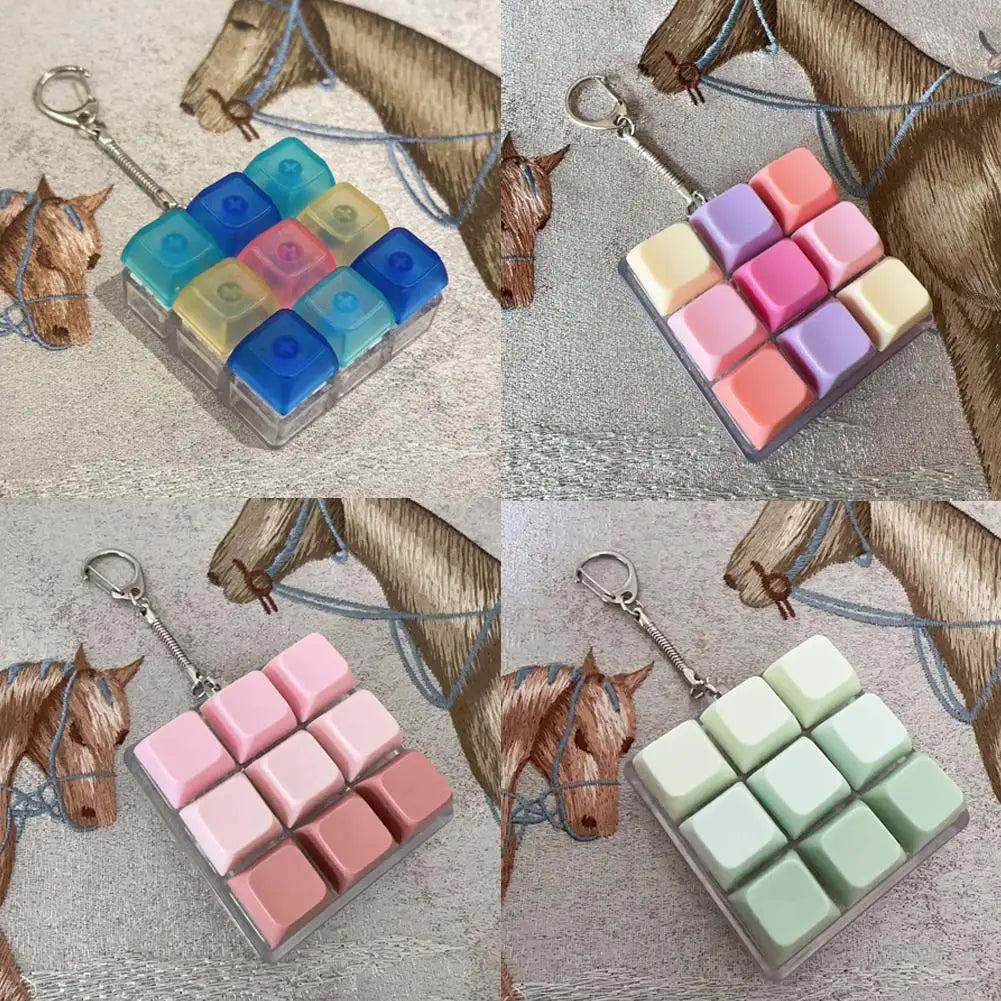 Fidget Keychain DIY Keyboard Keys Button Relief Stress Finger Keyboard Cap Clicker Toy