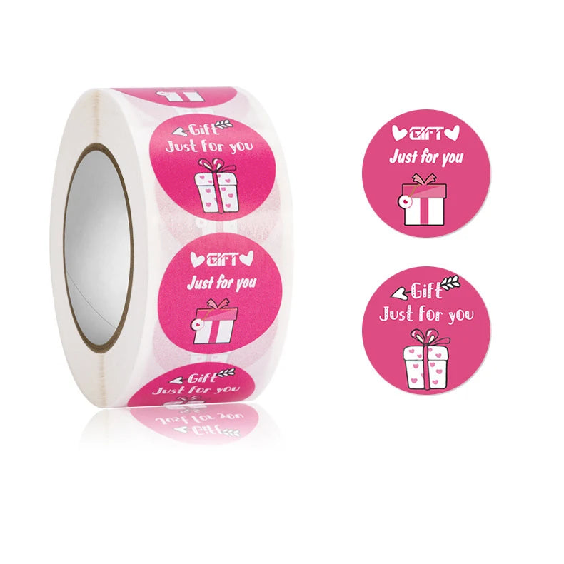 100-500pcs Free Gift Letters Labels Sticker Stationary Supplies Pink Thank You Sticker