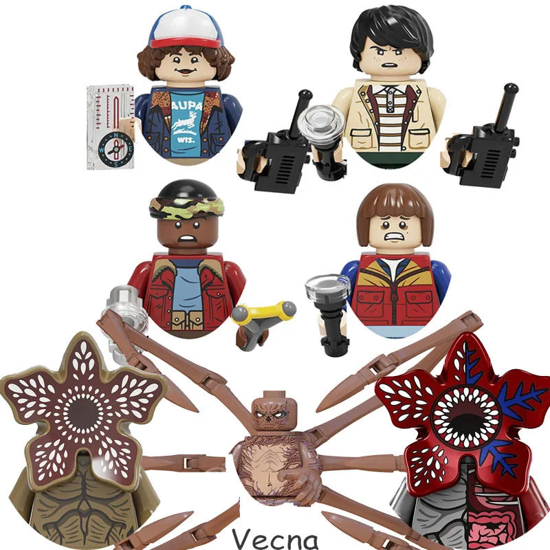 4Pcs/Set The Horrible Movie Dustin Mike Vecna Will Eleven Model Figure Blocks Construction Bricks Toys