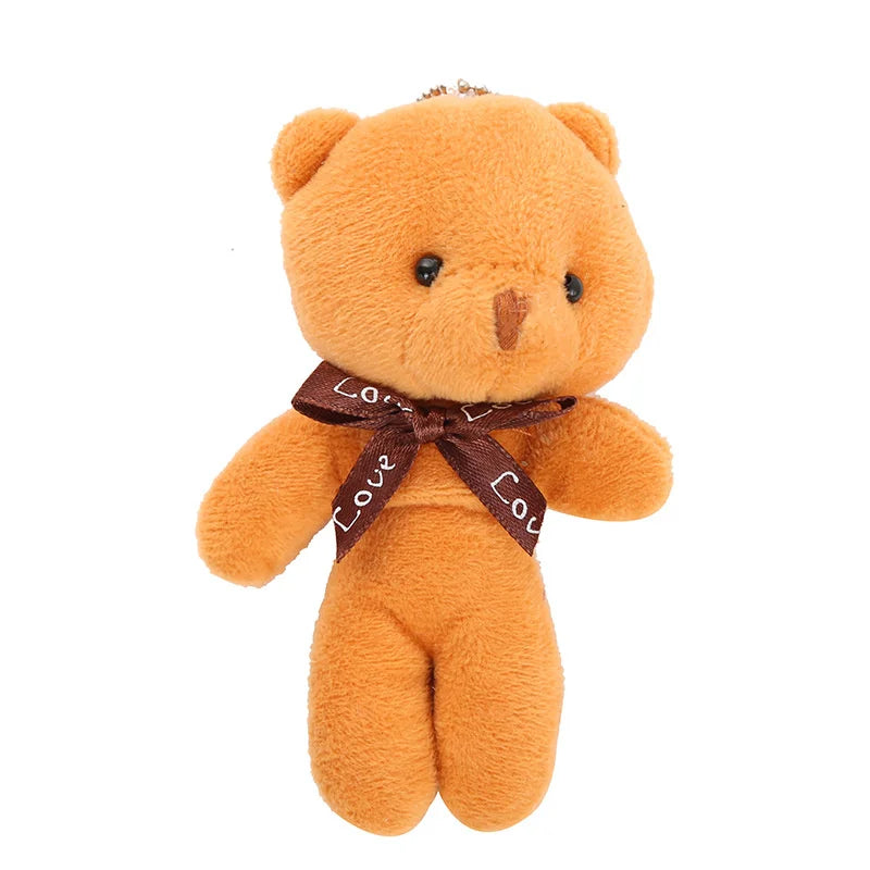 10pcs/pack 12cm Mini Bow Tie Teddy Bear Pendant Plush Toy Colorful Teddy Plush Keychain