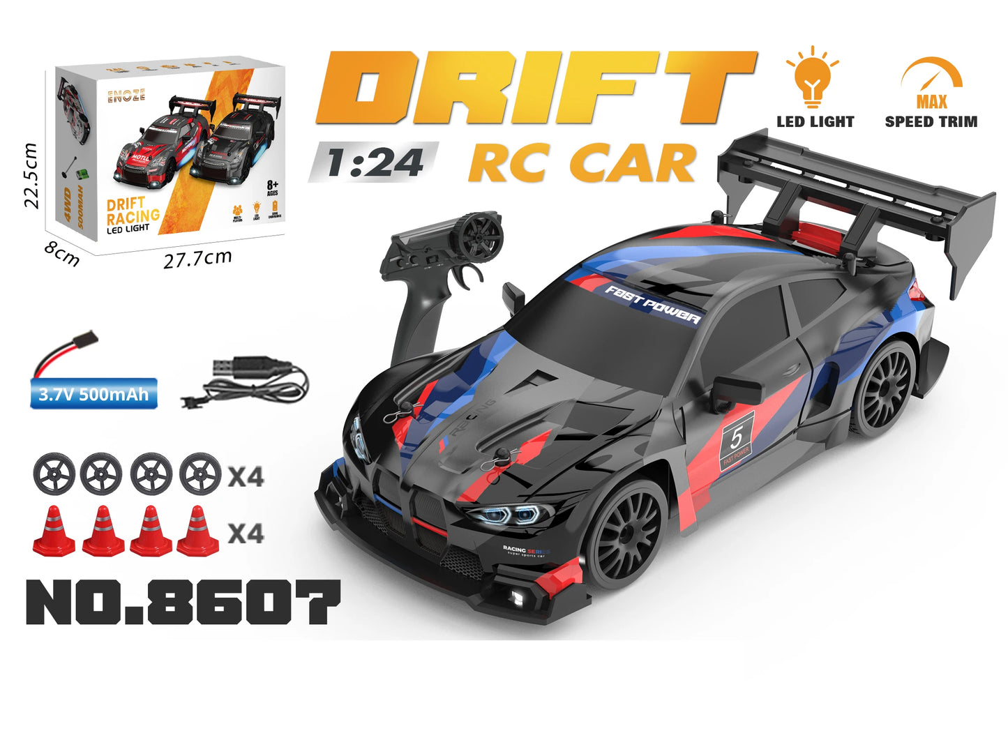 1:24 RC Drift Car 4WD 2.4G High Speed Racing Car