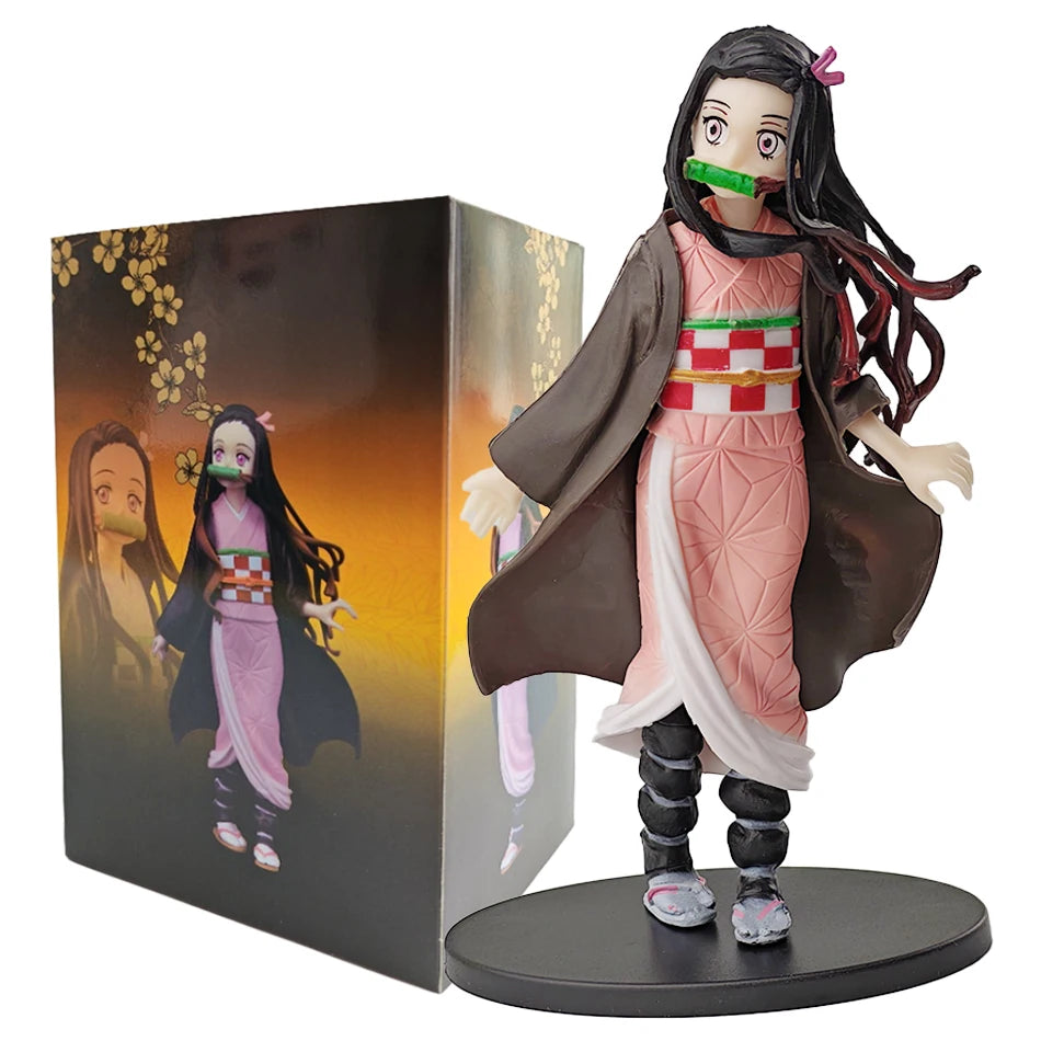 Demon Slayer Anime Action Figure - Kamado Tanjirou with Agatsuma Zenitsu And Nezuko PVC Model Toys