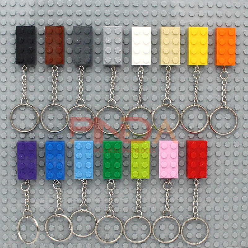 10Pcs MOC 2x4  Key Chain  Building Blocks Creative Gift  with MOC Brick Keychain
