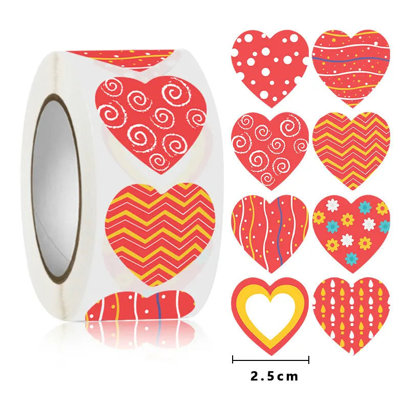 50-100-500PCS Handicraft Valentine's Day Heart Sticker Heart-Shaped