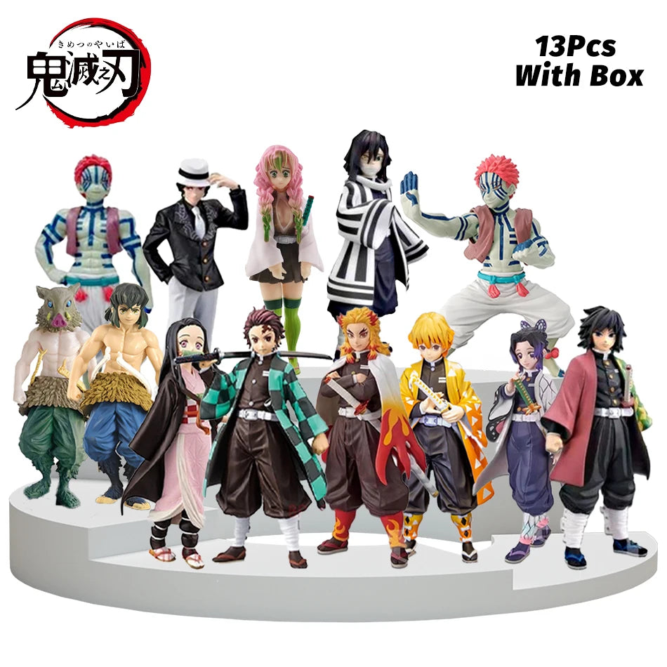 Demon Slayer Anime Action Figure - Kamado Tanjirou with Agatsuma Zenitsu And Nezuko PVC Model Toys