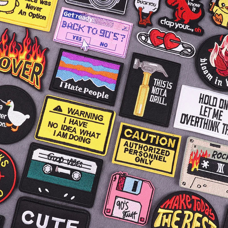 Warning Letters Embroidery Patches For Jeans Good Vibes Iron On Patch Thermoadhesive Patches For Clothes