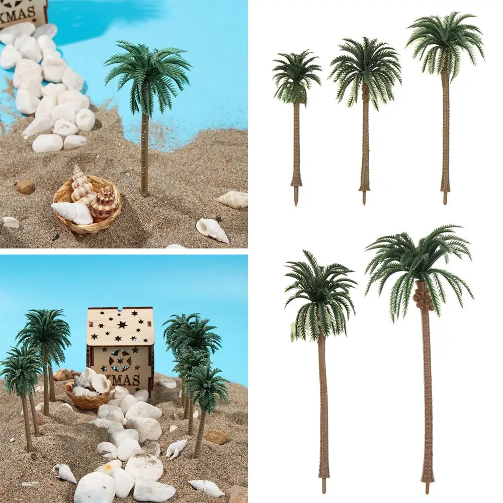 5Pcs New Plastic Coconut Palm Tree Miniature Plant Pots Bonsai Craft Micro Landscape