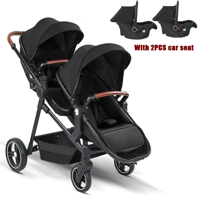 3 in1 Twins baby stroller with car seat Lightweight small folded carry on baby carriage multifunctional baby strollers