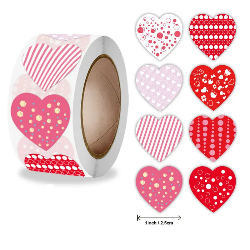 50-100-500PCS Handicraft Valentine's Day Heart Sticker Heart-Shaped
