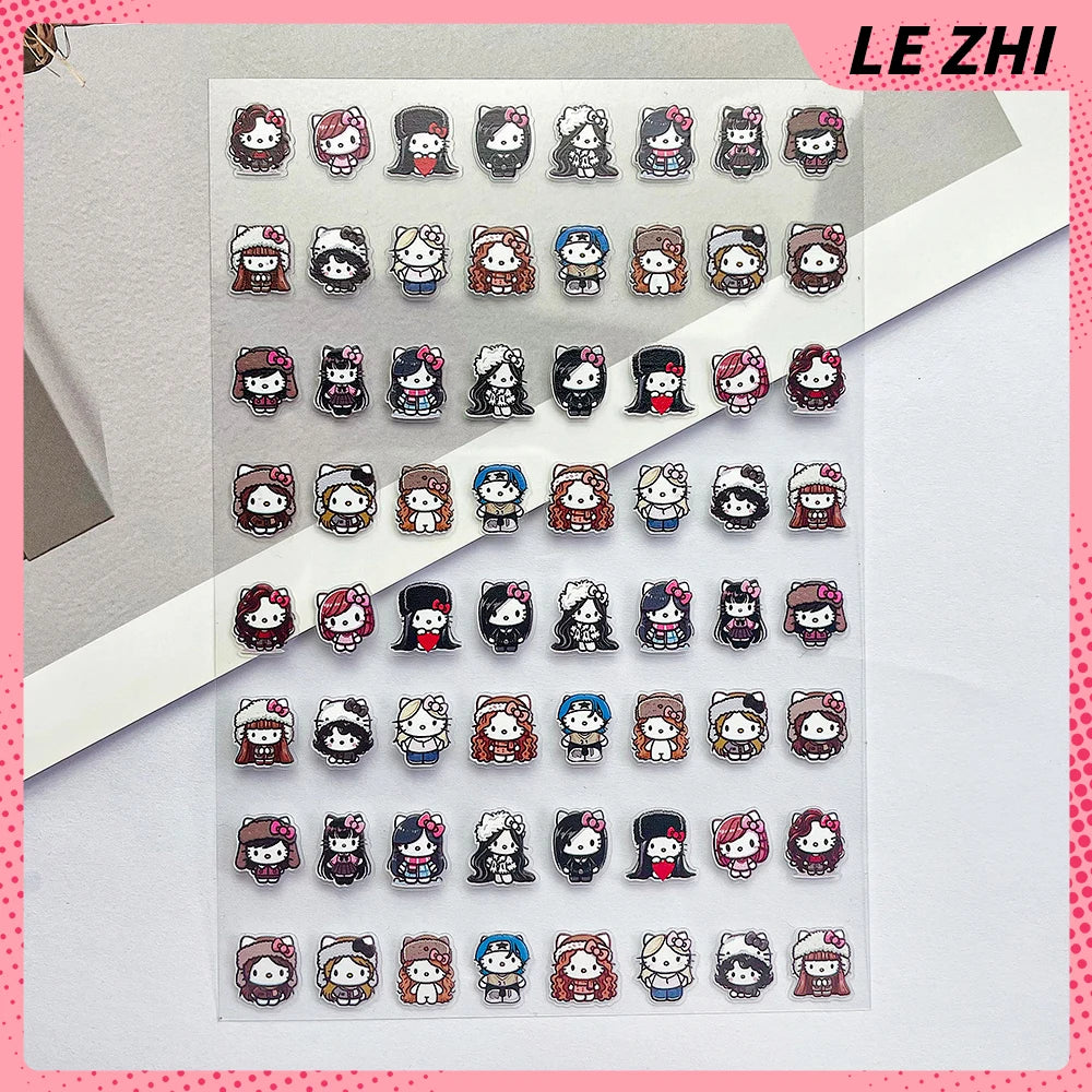 Sanrio Press On Nails Stickers Y2K Punk 3D DIY Scrapbook Nails Stickers