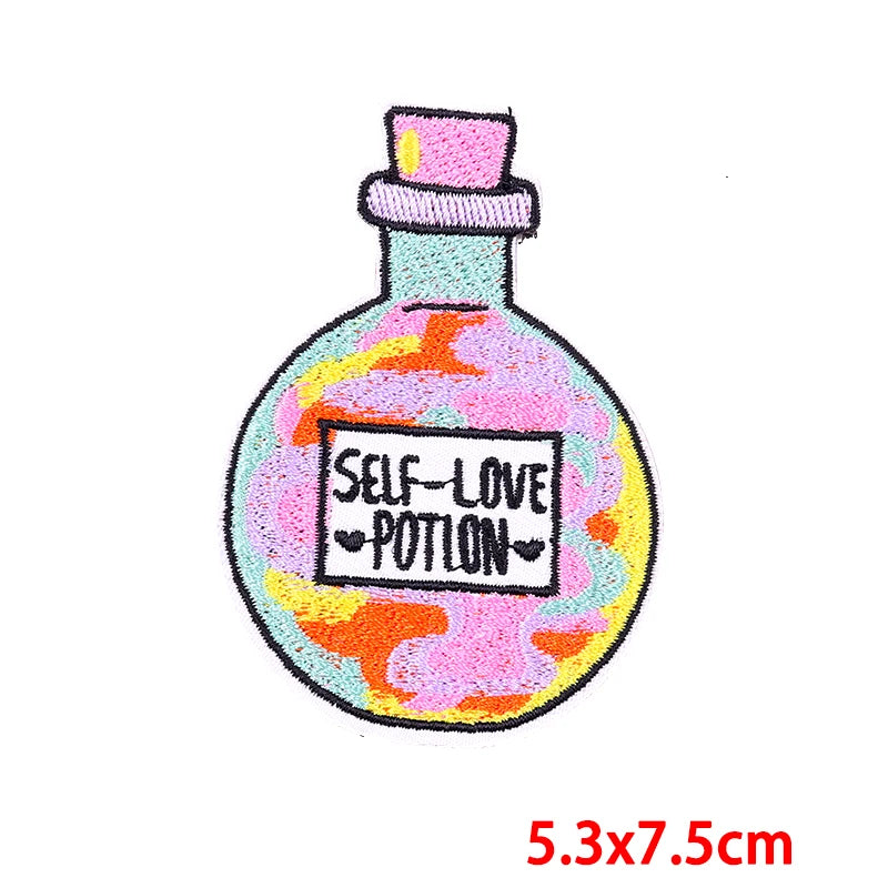 Good Vibes/Positive Letter Slogan Embroidered Patches DIY Personality Cartoon Patch Iron On Patches For Clothing