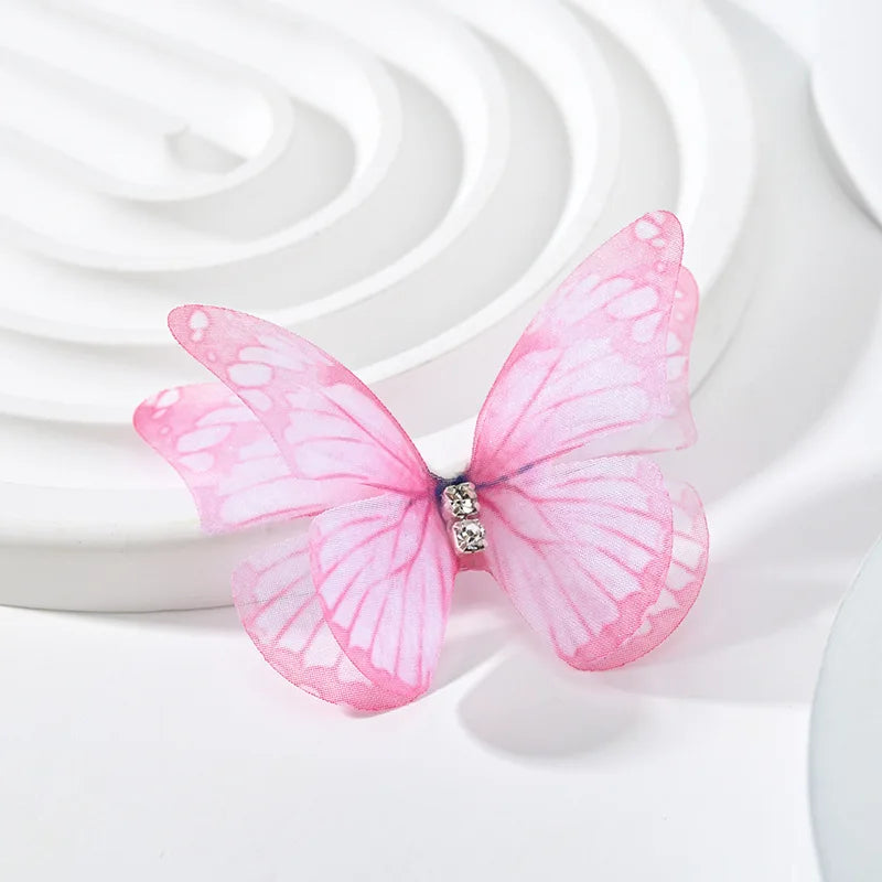 20pcs Double Sweet Butterfly Appliqued 3D Simulation Mesh Dreamy Bouquet Patch