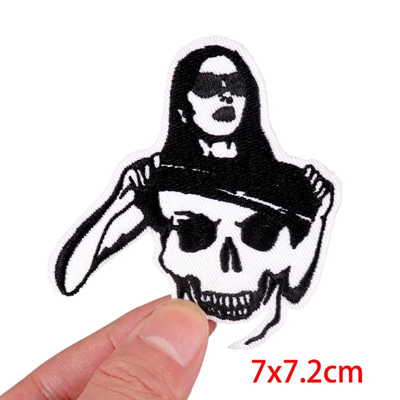 Rose Skull Embroidery Patch Punk Skull Patch Jackets Backpack Hats Sew DIY Iron On Patches For Clothing