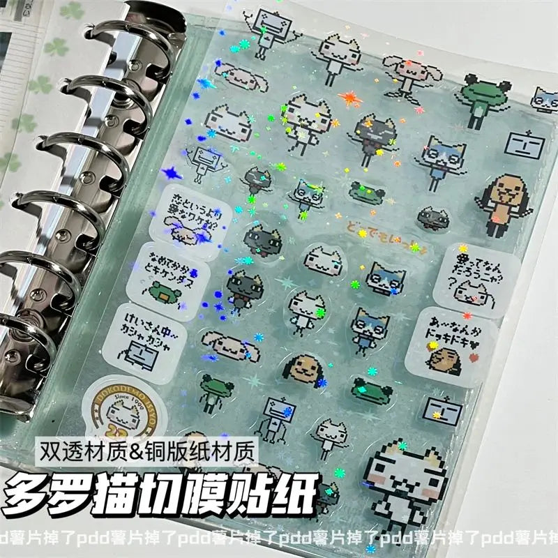 Cartoon Doro Cat Cut Film Stickers Laser Star Film Double Transparent Stickers