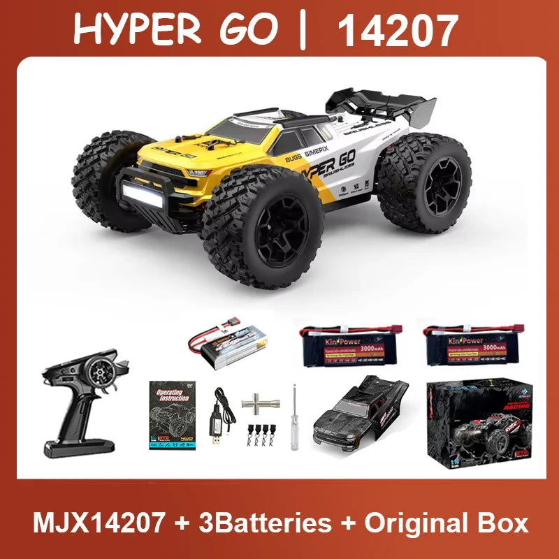 HYPER GO MJX 14207/14208 1:14 RC Car – 4WD Brushless 41-53KM/H Off-Road High-Speed Truck