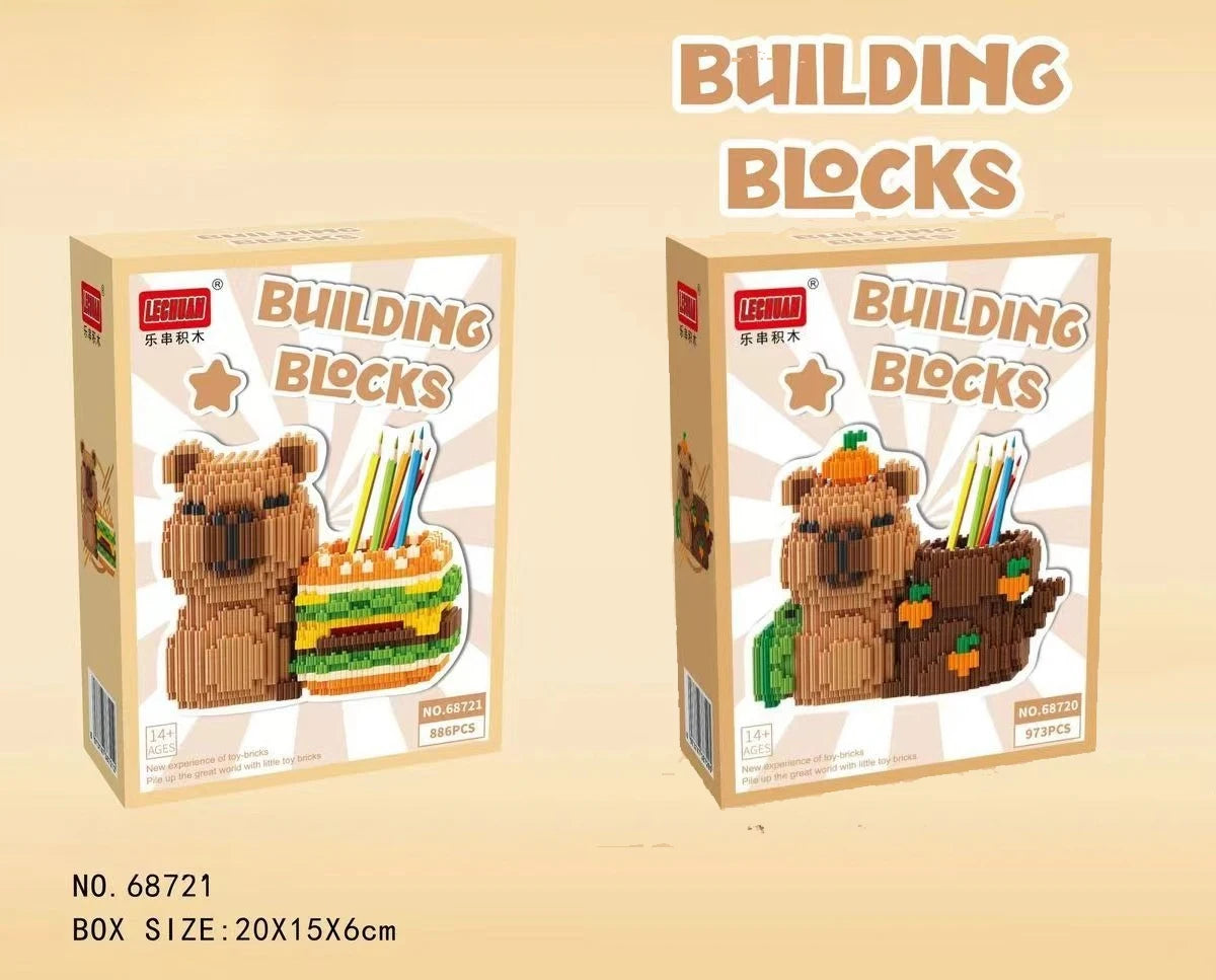 Capybara Building Block Pen Holder Multi-Function Desk Organizer for Decoration