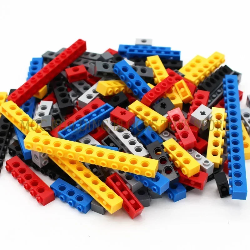 Technical Building Blocks Parts Bulk MOC Thick Bricks 6 Color Combination Accessories Studded Long Beams Robot