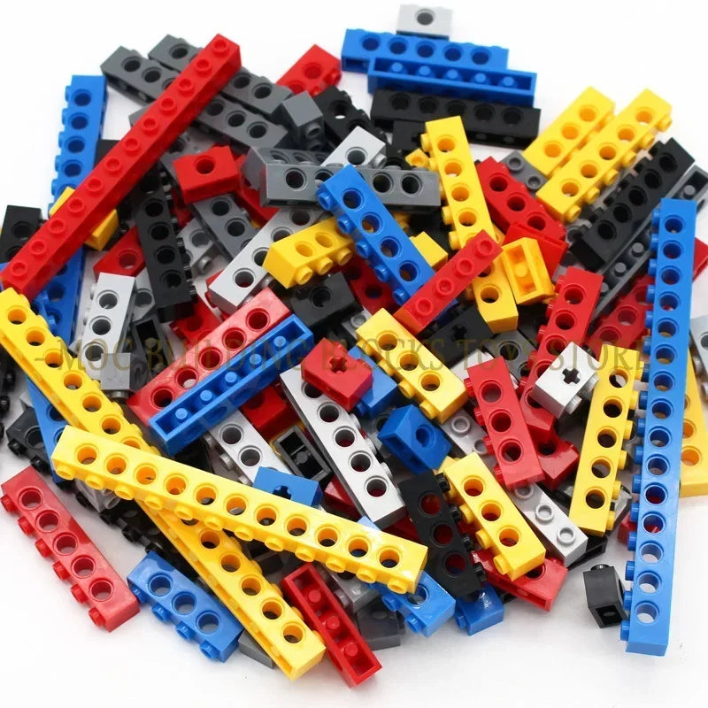 Technical Building Blocks Parts Bulk MOC Thick Bricks 6 Color Combination Accessories Studded Long Beams Robot