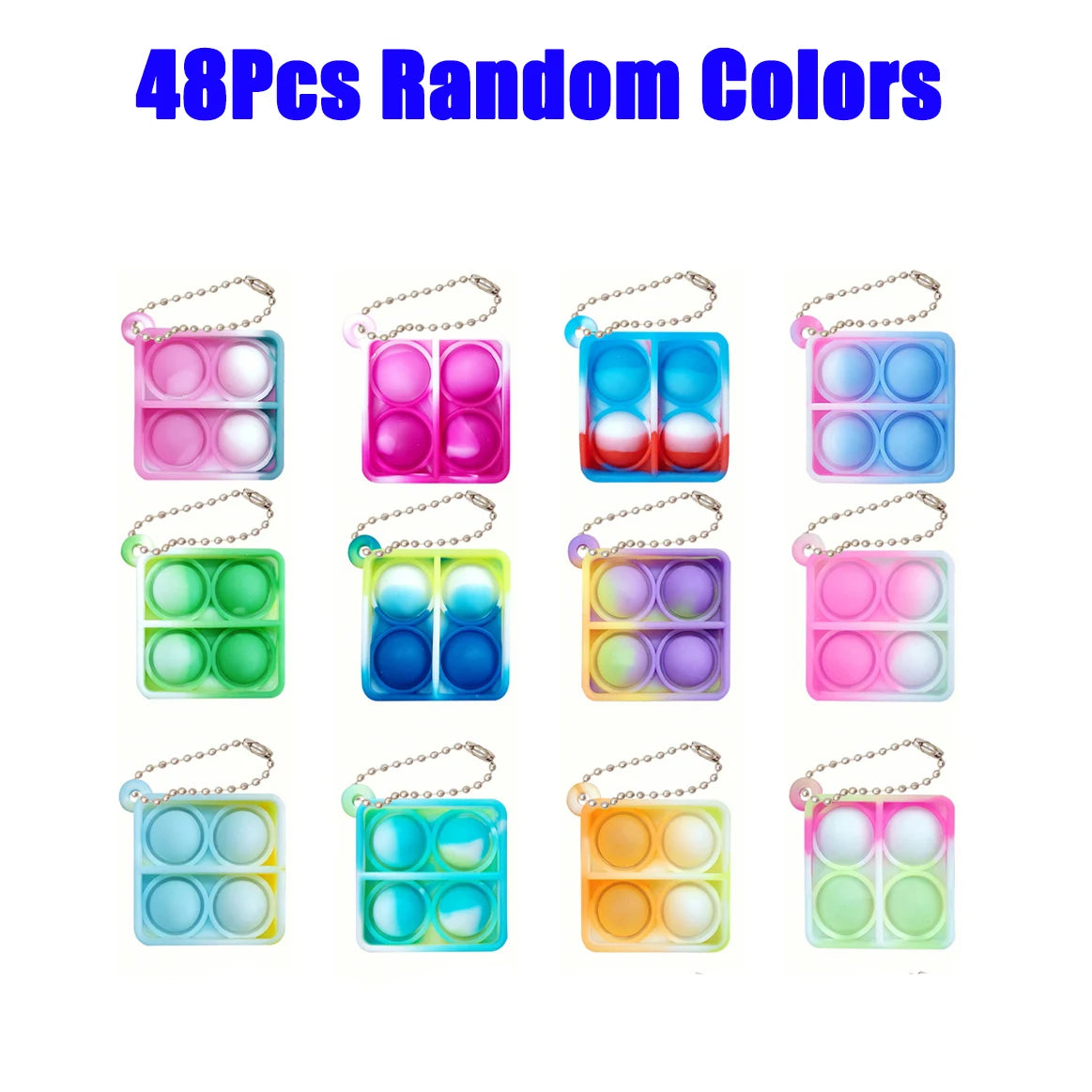 12/24/48Pcs Mini Pop Fidget Toy Pack Kit Keychain Stress Relief Toys