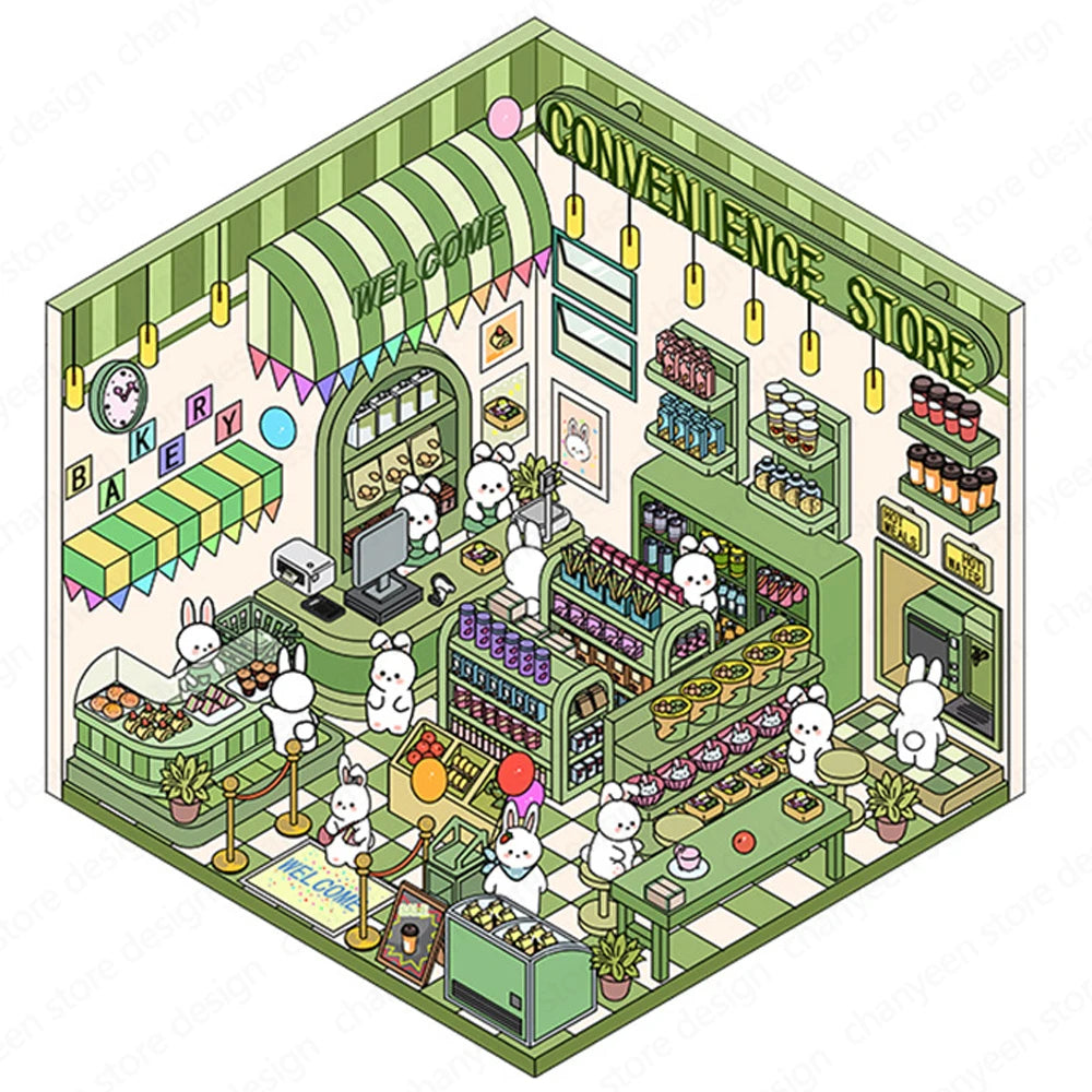 3D Landscaping Stickers Cartoon Miniature Scene Visual Stacking Three-dimensional Stickers