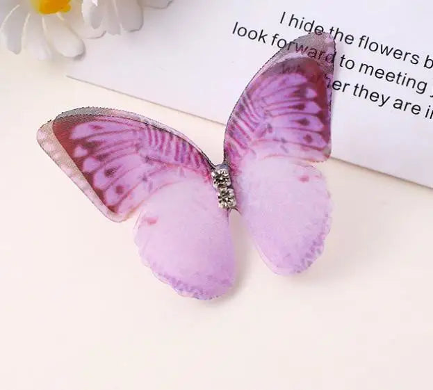 20pcs Double Sweet Butterfly Appliqued 3D Simulation Mesh Dreamy Bouquet Patch
