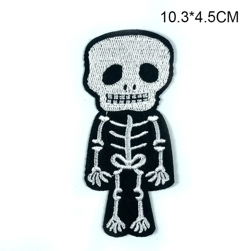 Skull Cartoon Cute White Bone Human Skeleton Dangerous Radioactive Adhesive Embroidery Cloth Sticker