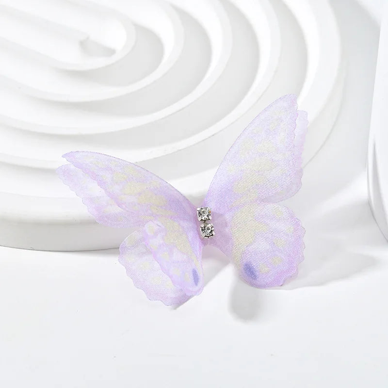 20pcs Double Sweet Butterfly Appliqued 3D Simulation Mesh Dreamy Bouquet Patch