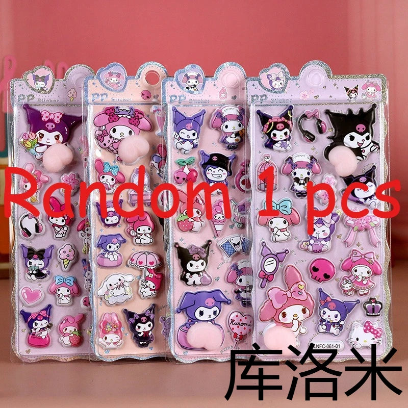 Sanrio & Chiikawa Kids' Cartoon Stickers - Cute Animal 3D Soft & Adorable Butt Squishy Stress-Relief Stickers