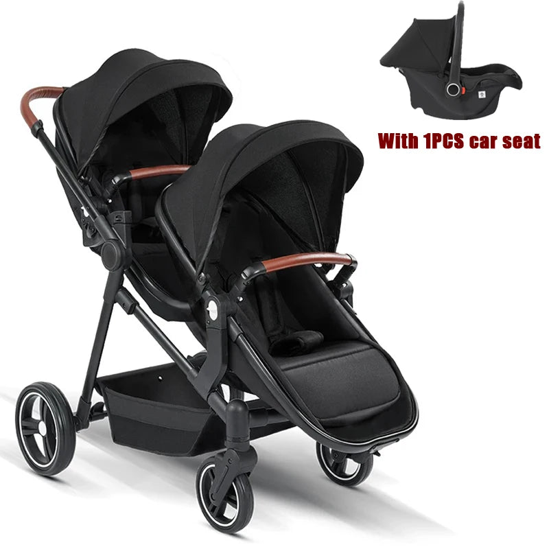 3 in1 Twins baby stroller with car seat Lightweight small folded carry on baby carriage multifunctional baby strollers