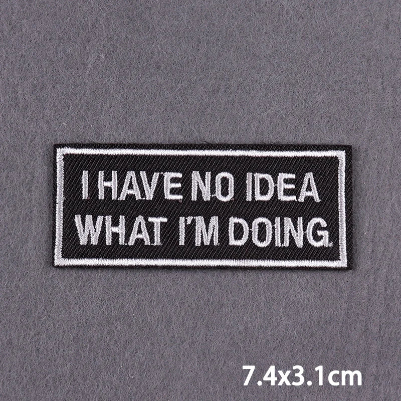 Black Patch With Slogan Iron On Patches For Clothes DIY Embroidery Applique Fusible Patch