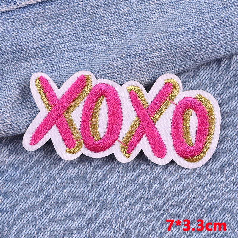 Good Vibes/Positive Letter Slogan Embroidered Patches DIY Personality Cartoon Patch Iron On Patches For Clothing