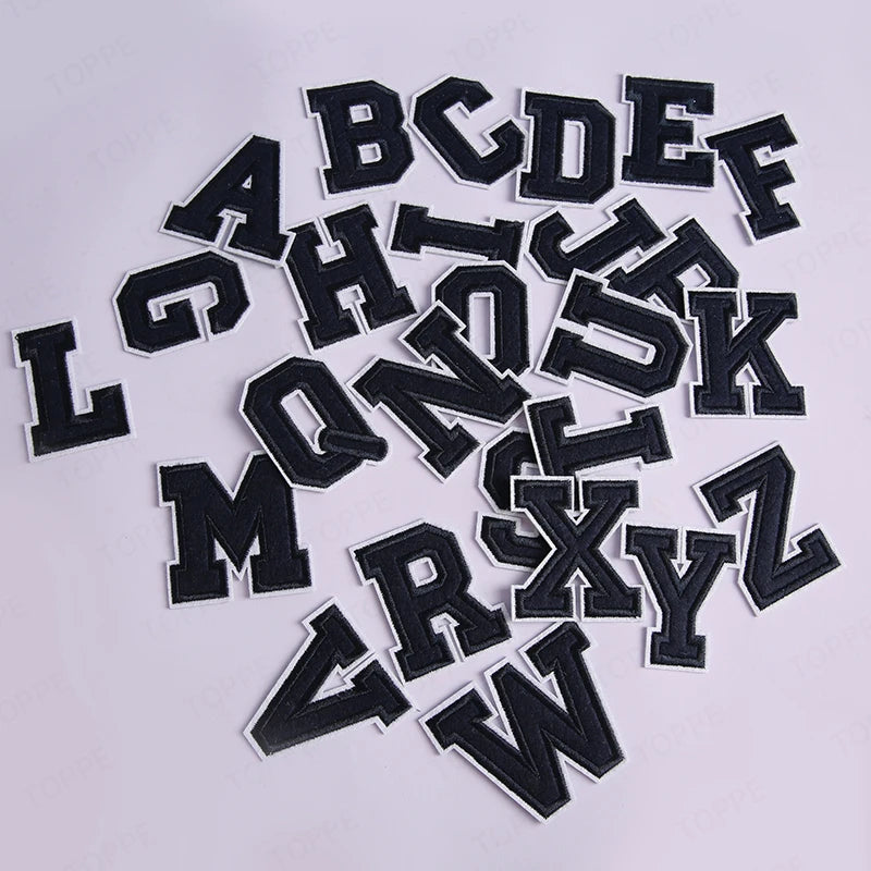 Navy Blue Letter Iron On Patch Applique DIY Alphabet Embroidered Patches For Clothing