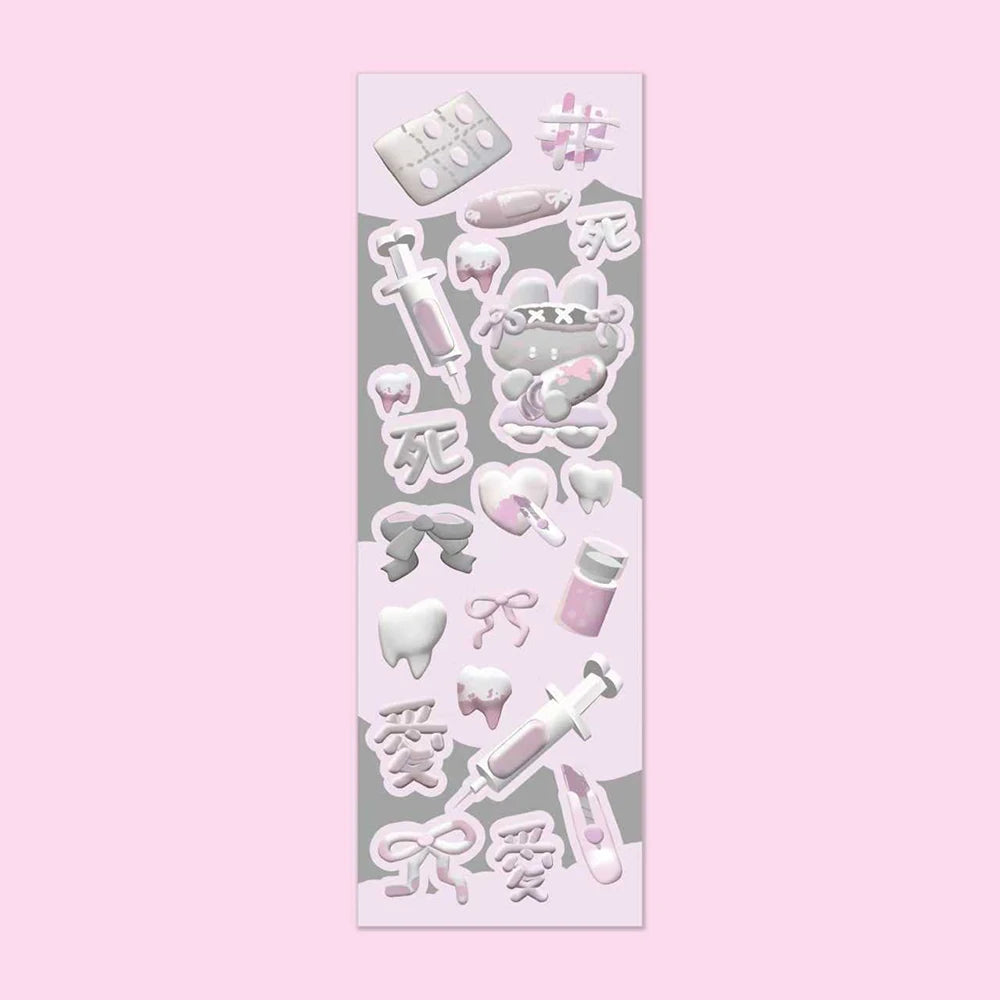 1/6Pcs Korean Dialogue Box Glue Sticker Modeling Rabbit Leopard Print Small Elements Instagram Style Journal Sticker