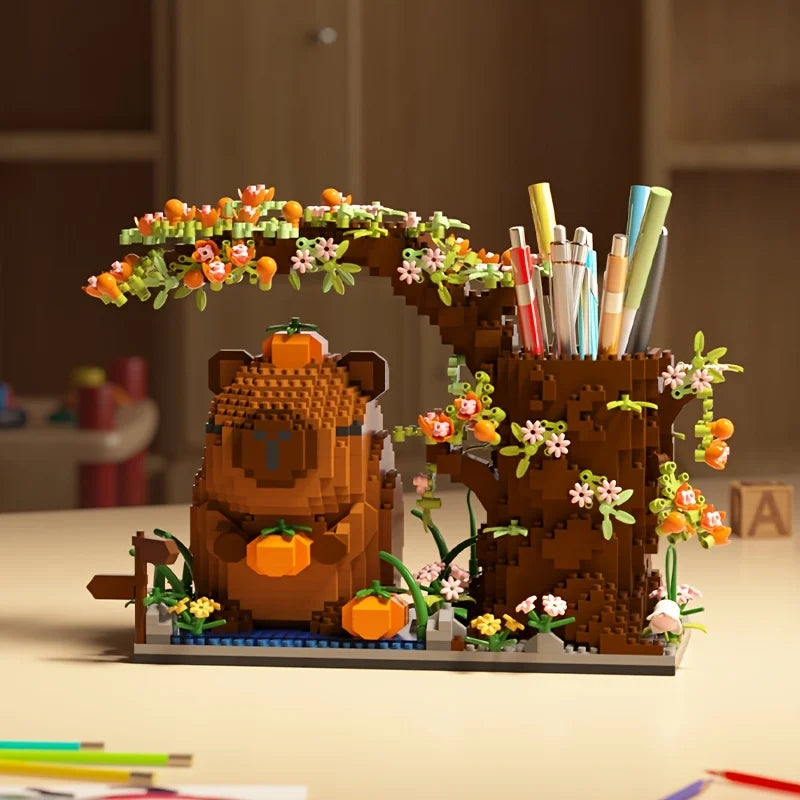 Capybara Building Block Pen Holder Multi-Function Desk Organizer for Decoration