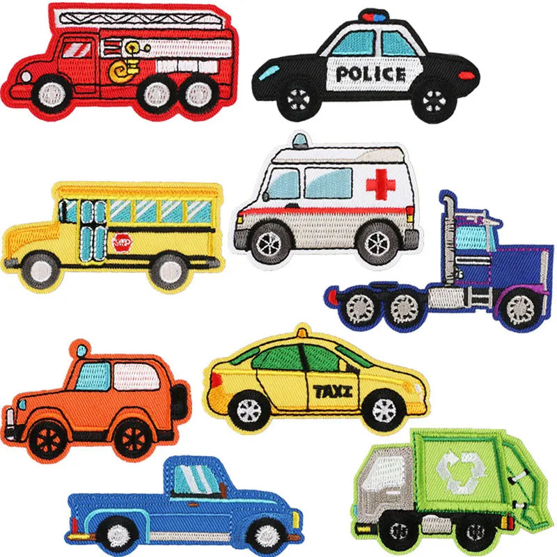 5-17PCS Embroidered Car Patches Cartoon Cars Iron on Patches Vehicle Sew on Patch Applique