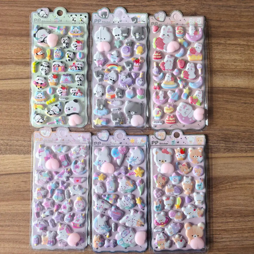 Cute Cartoon PP Sticker (1 Pcs) - 3D Embellishment for Decoration