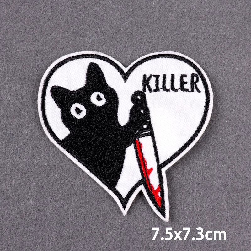 Black Patch With Slogan Iron On Patches For Clothes DIY Embroidery Applique Fusible Patch