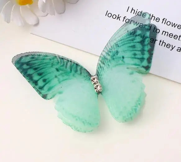 20pcs Double Sweet Butterfly Appliqued 3D Simulation Mesh Dreamy Bouquet Patch