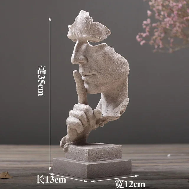 Bronze Silence Is Golden Statue Ornaments Abstract Figure Sculpture