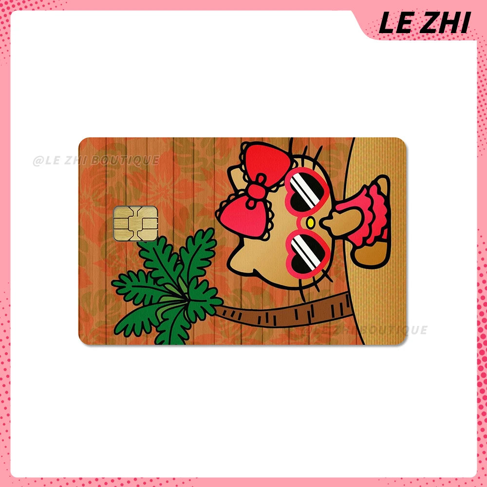 Hawaiian Black Skin Hello Kitty Diy Credit Debit Card Sticker Party Sticker Decoration Waterproof Sticker