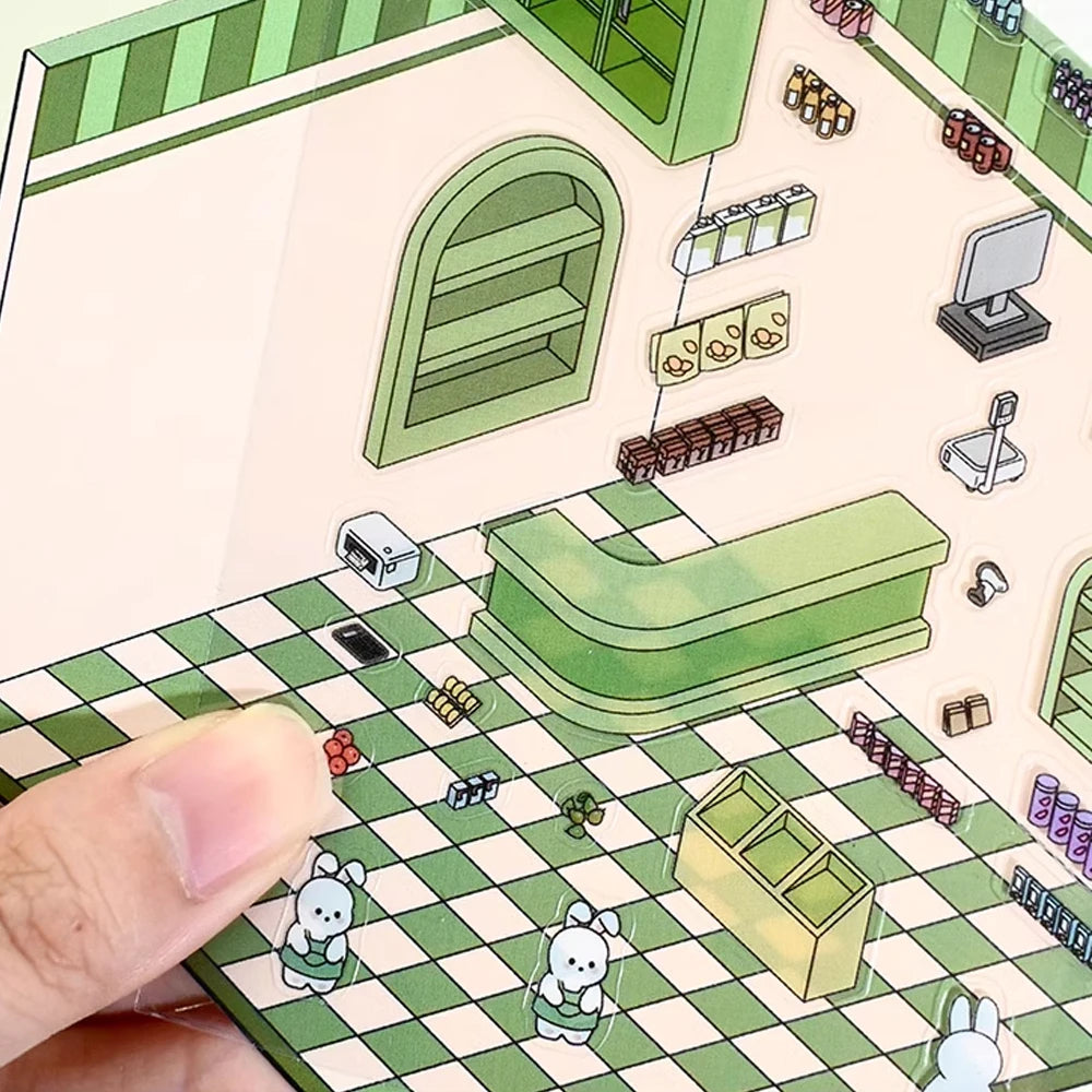 3D Landscaping Stickers Cartoon Miniature Scene Visual Stacking Three-dimensional Stickers