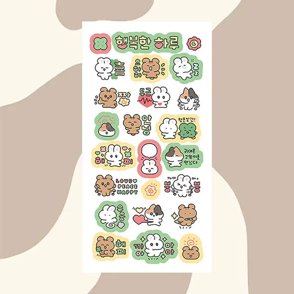 Cartoon Graffiti Teddy Bear Rabbit Stickers Korea Handbook Diary Decorative Stickers