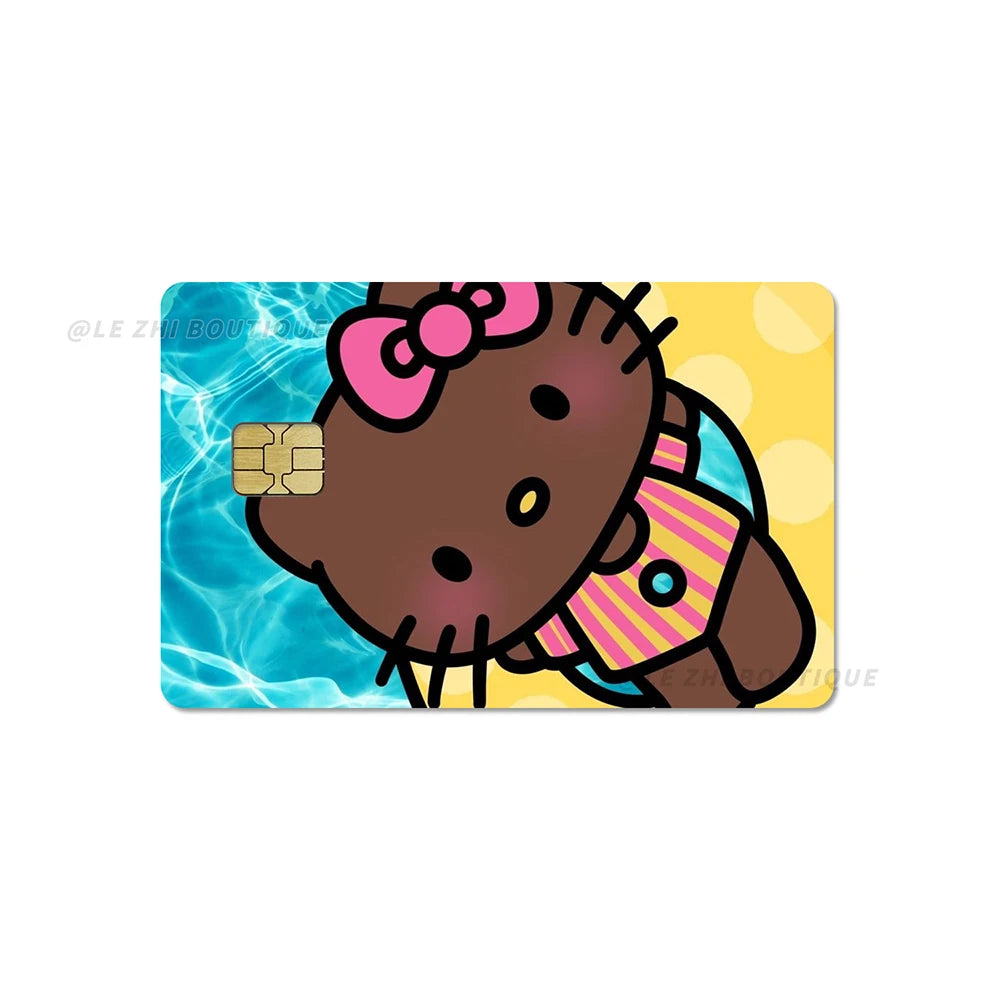 Hawaiian Black Skin Hello Kitty Diy Credit Debit Card Sticker Party Sticker Decoration Waterproof Sticker