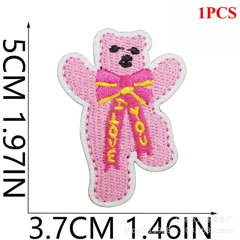 Cute Korean Handmade Embroidery Cloth Sticker Bear Patch Sticker Clothes Decoration